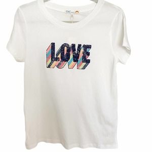 C&C California White Multicolor LOVE Graphic Tee